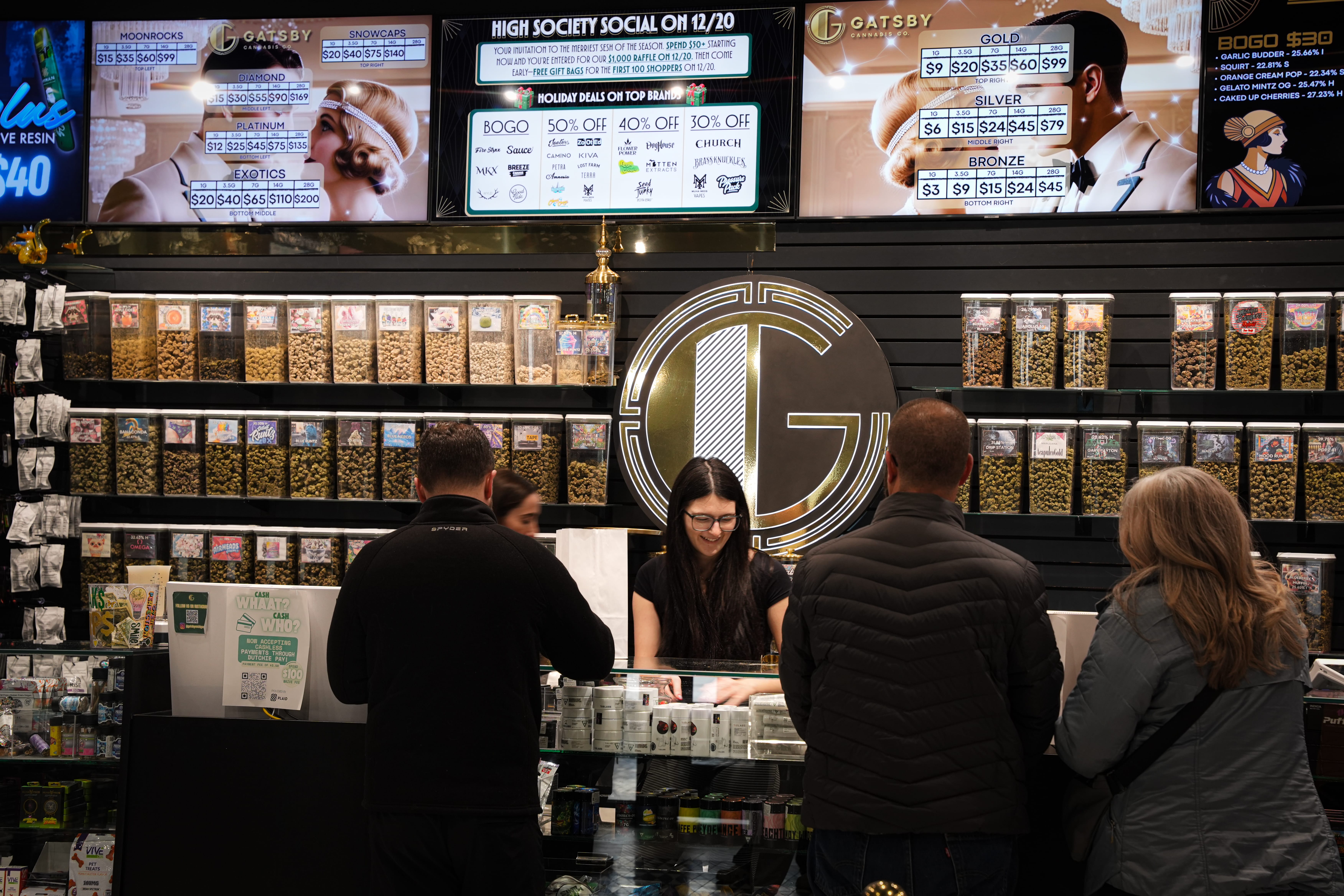 The lobby at Gatsby Cannabis Royal Oak