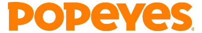 Popeyes logo in bold orange letters on a white background.