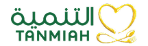 Logo of TANMIAH with Arabic text above and a yellow stylized heart formed by a fork and knife on the right.