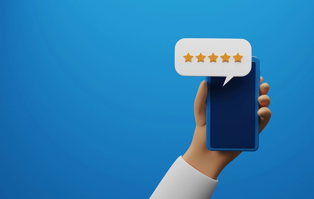 A customer leaving a rating on a phone.