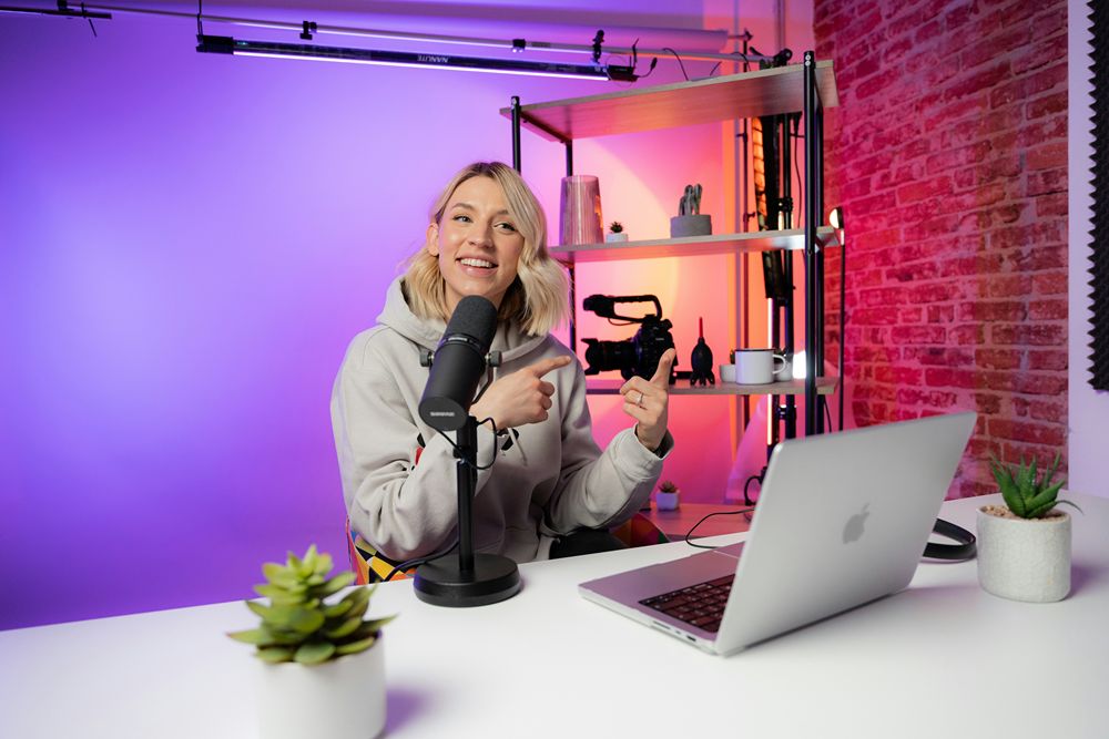 Writing an email newsletter on a laptop
