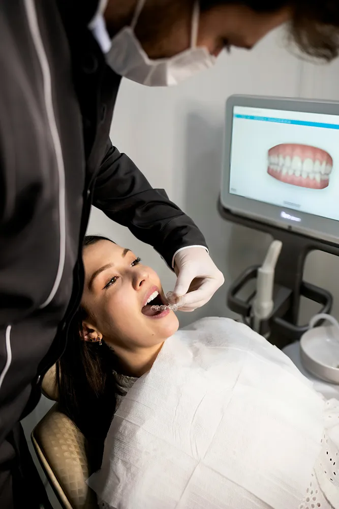 Dentist examining a patient