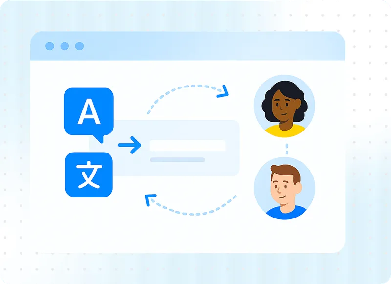 Illustration of translation text routed to team members, showing how Verify lets you send low-score segments for human edits.
