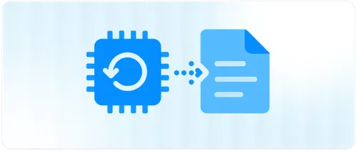 Chip and document icon showing how Translation Memory reuses previously translated text to cut down on repeat work.