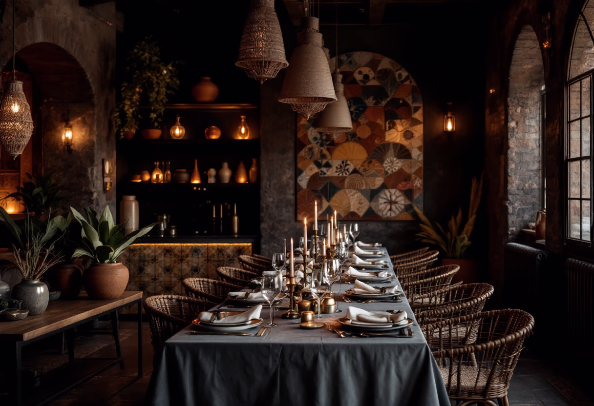 image of vibrant dining space (for a mexican restaurant)