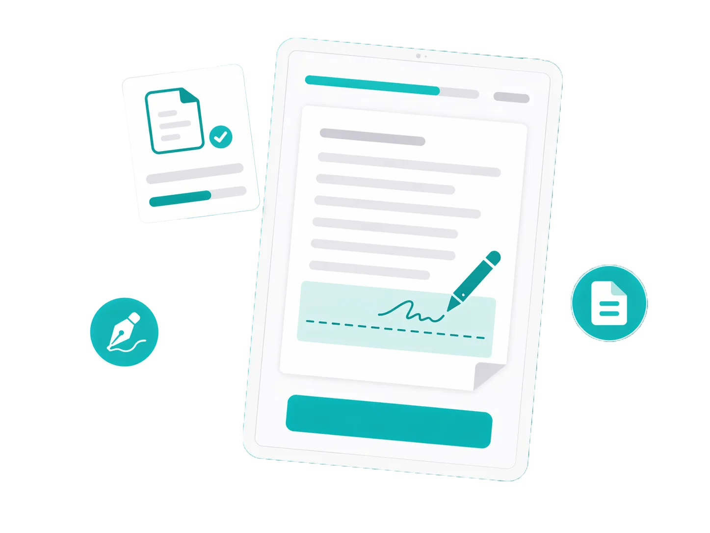 E-signature flow showing a lease document with signer fields and status bar