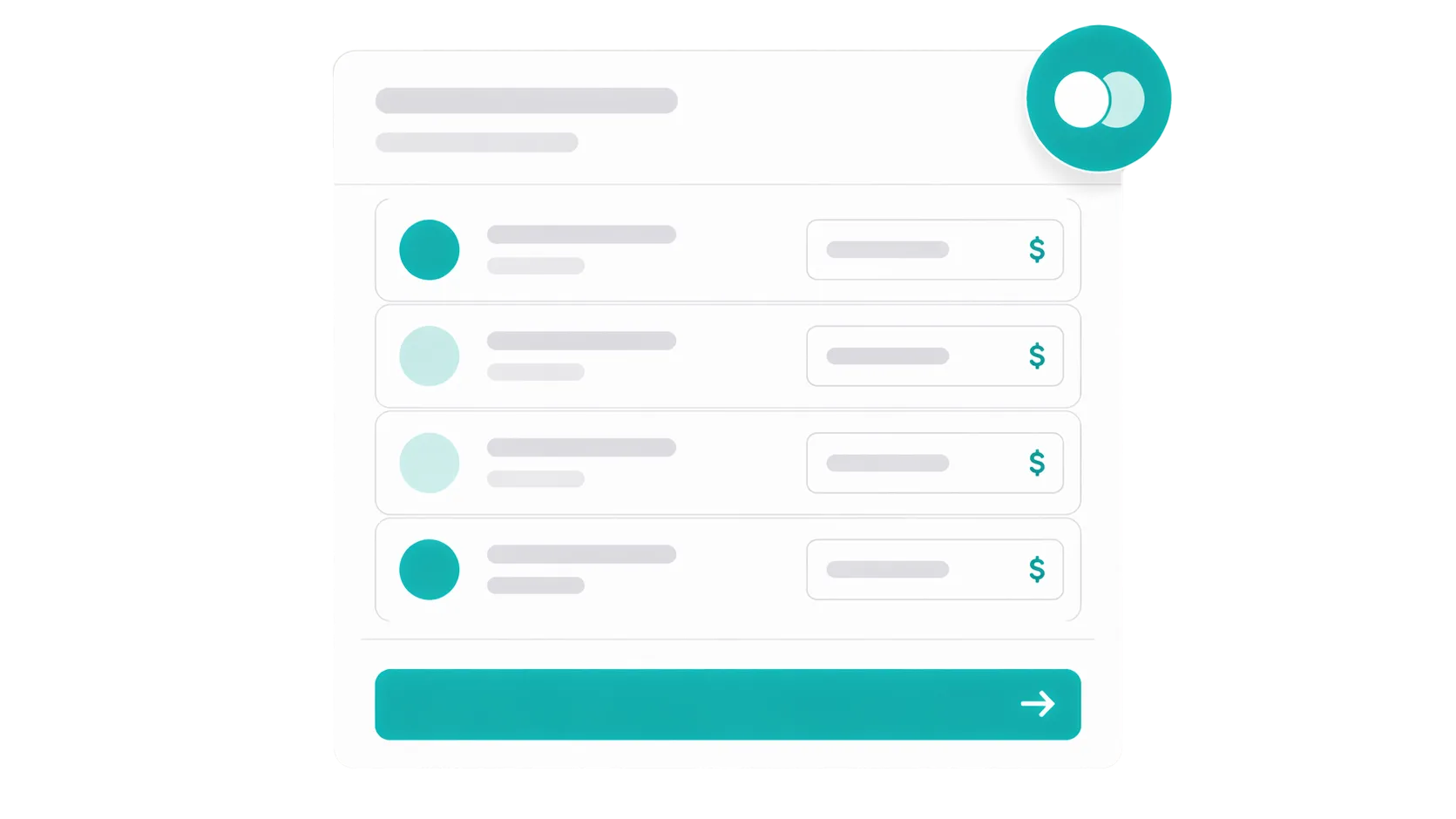Product screenshot of the group payment request builder with custom amounts per unit