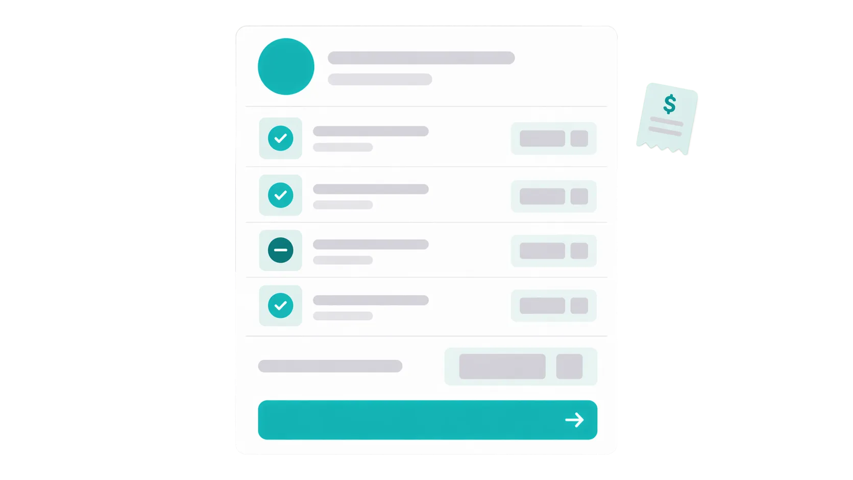 Product screenshot of a deposit return with itemized deductions