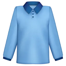 Light blue long-sleeve polo shirt with dark blue collar and sleeve cuffs.