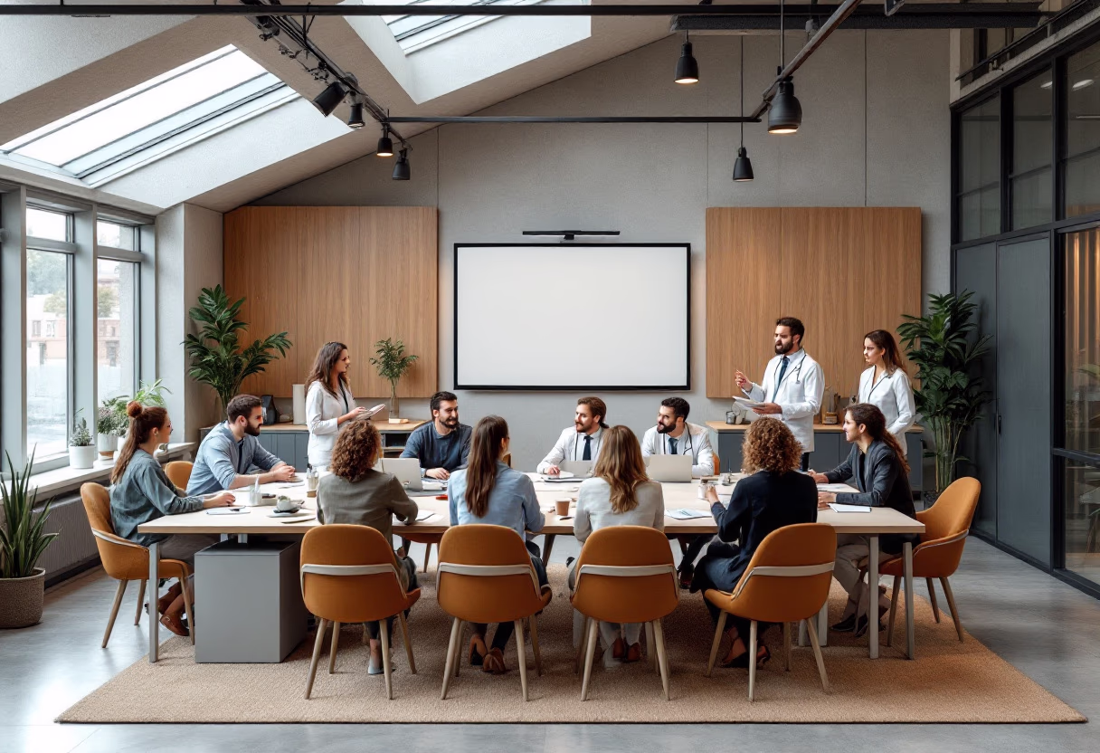 image of a team meeting (for a medical clinic)