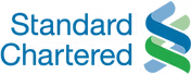 Standard Chartered bank logo with stylized green and blue intertwined shapes to the right of the text.