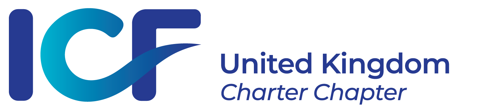 ICF United Kingdom Charter Chapter logo with stylized letters ICF and a wave design.