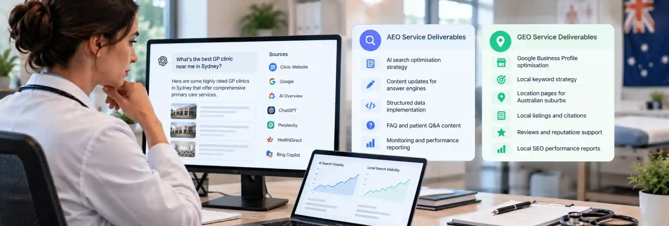 What Do AEO and GEO Service Deliverables Actually Include for Australian Clinics?
