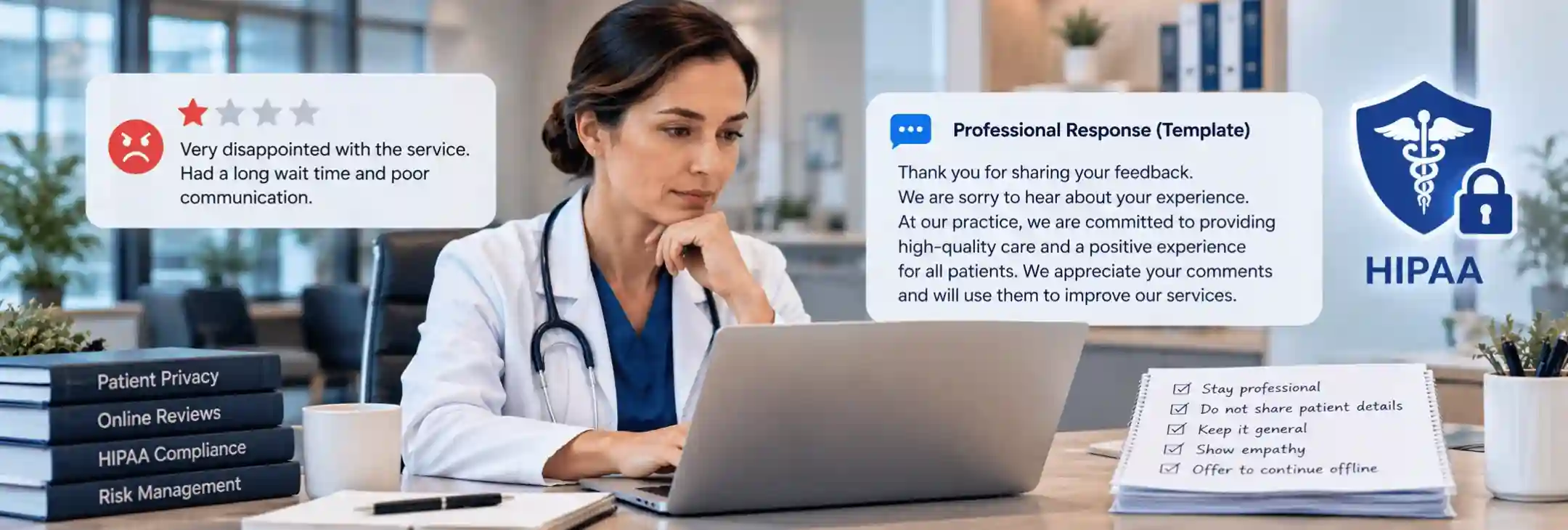 How to Respond to Negative Reviews Under HIPAA: A Guide for US Practices (With Templates)