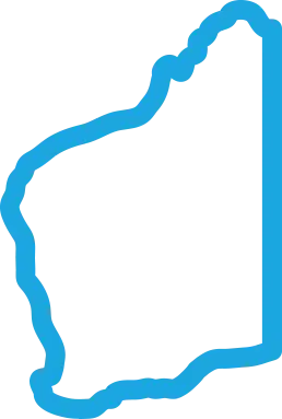 Blue outline map of Western Australia state shape.