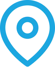 Blue location pin icon with concentric circles in the center.