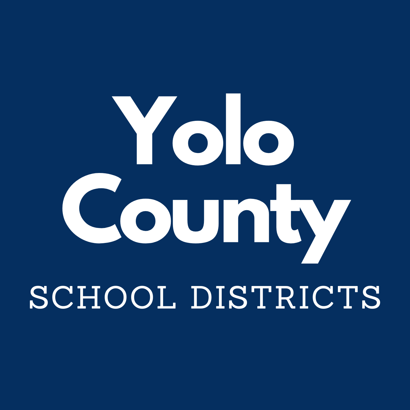 Logo with text 'Yolo County School Districts' on a dark blue background.