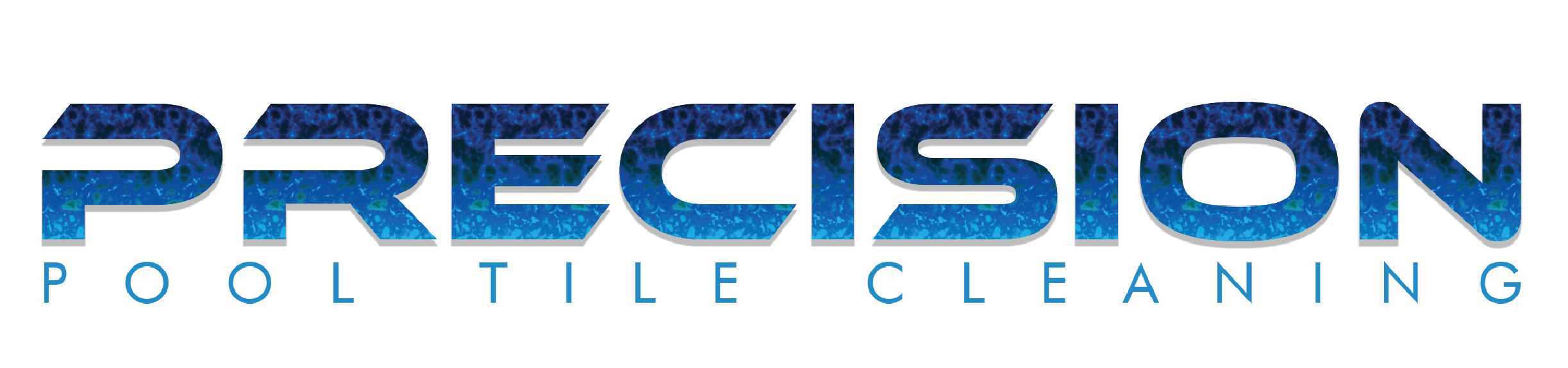 Precision Pool Tile Cleaning logo with blue textured letters