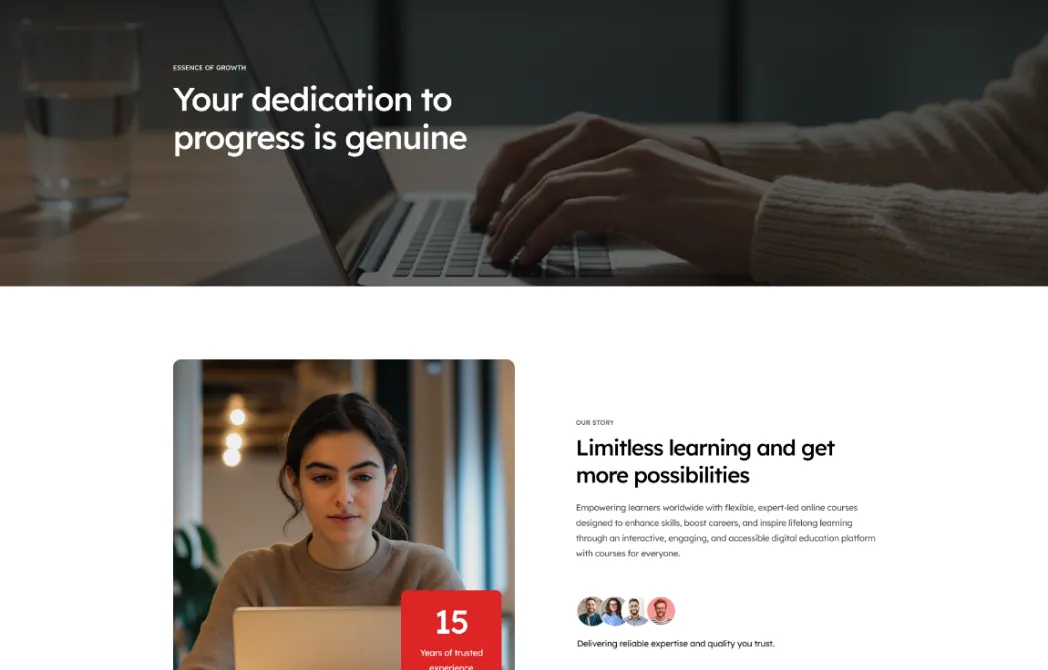 landing about one screenshot