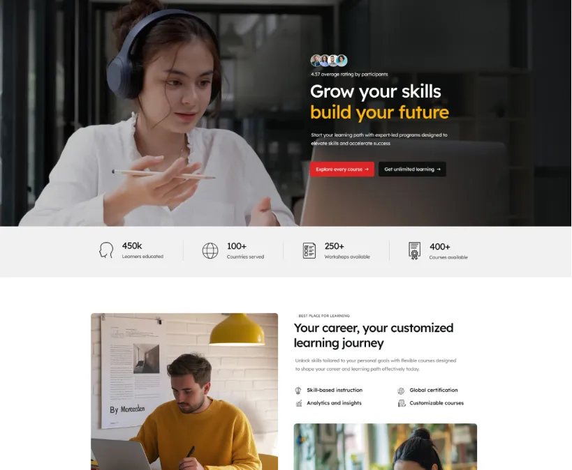 landing home three screenshot