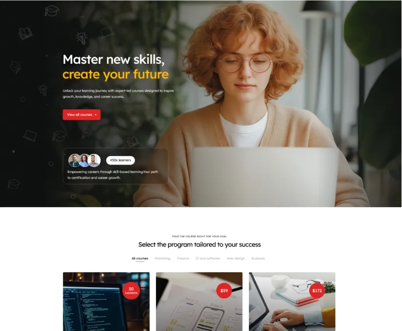 landing home two screenshot