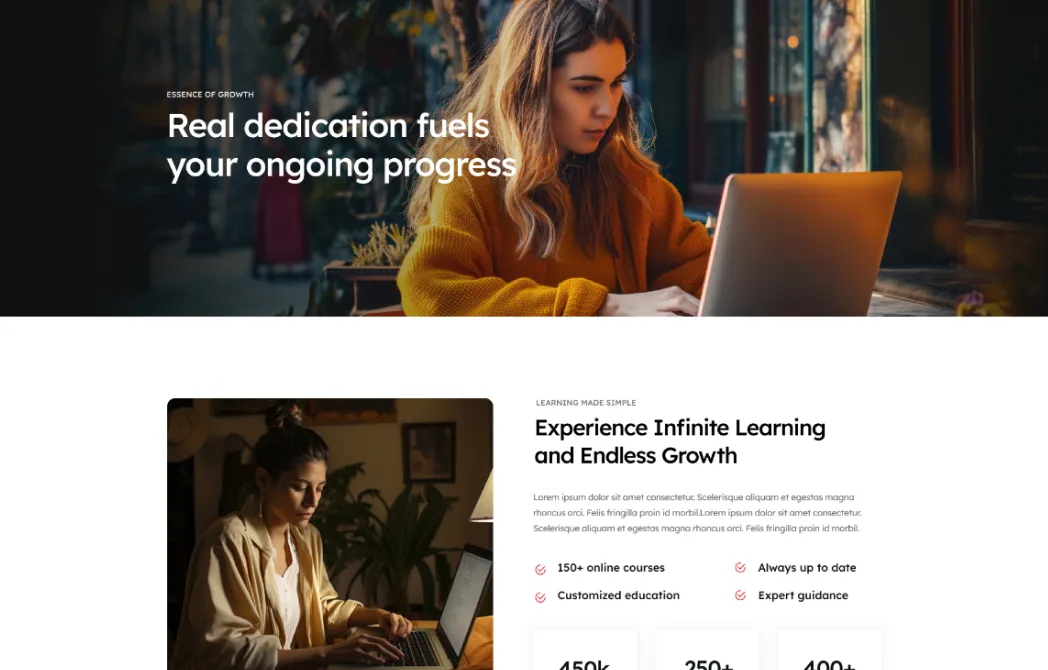 landing about two screenshot