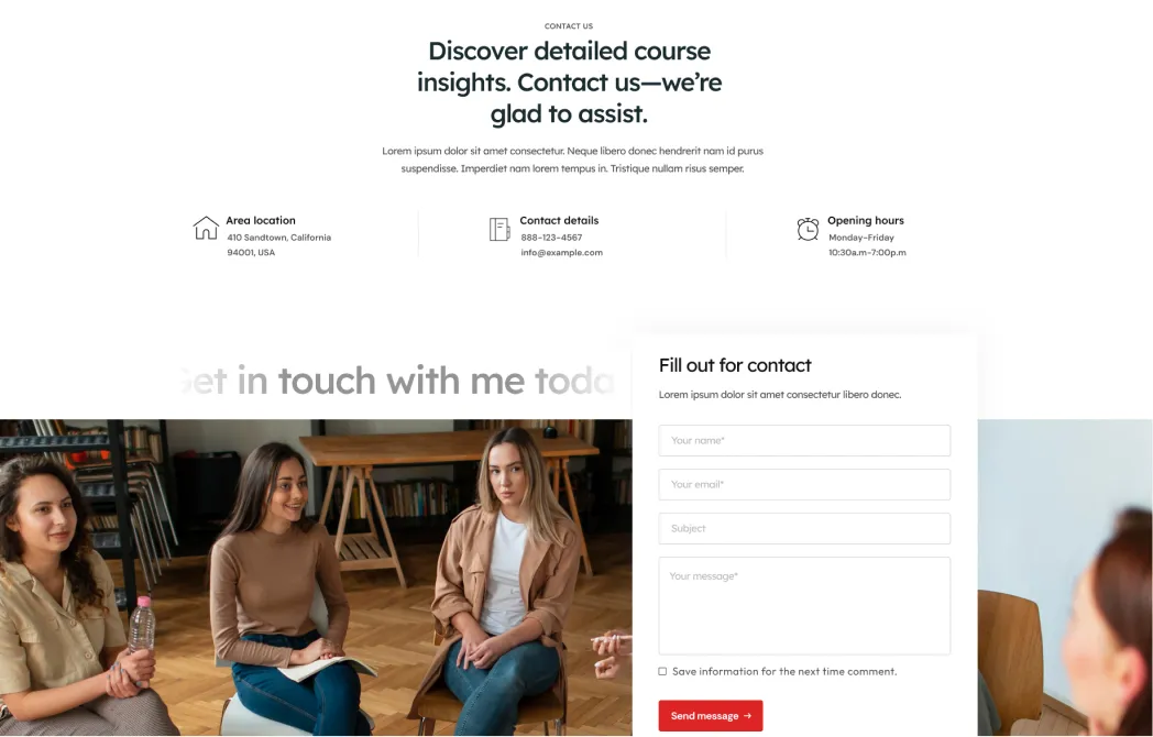 landing contact two screenshot