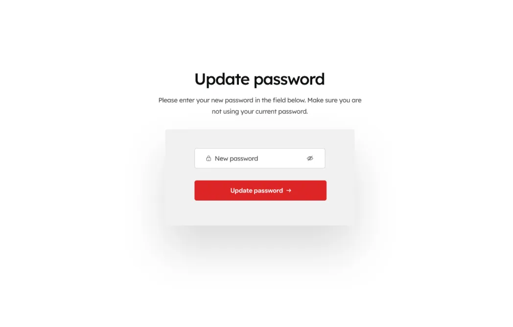 landing updatepassword screenshot