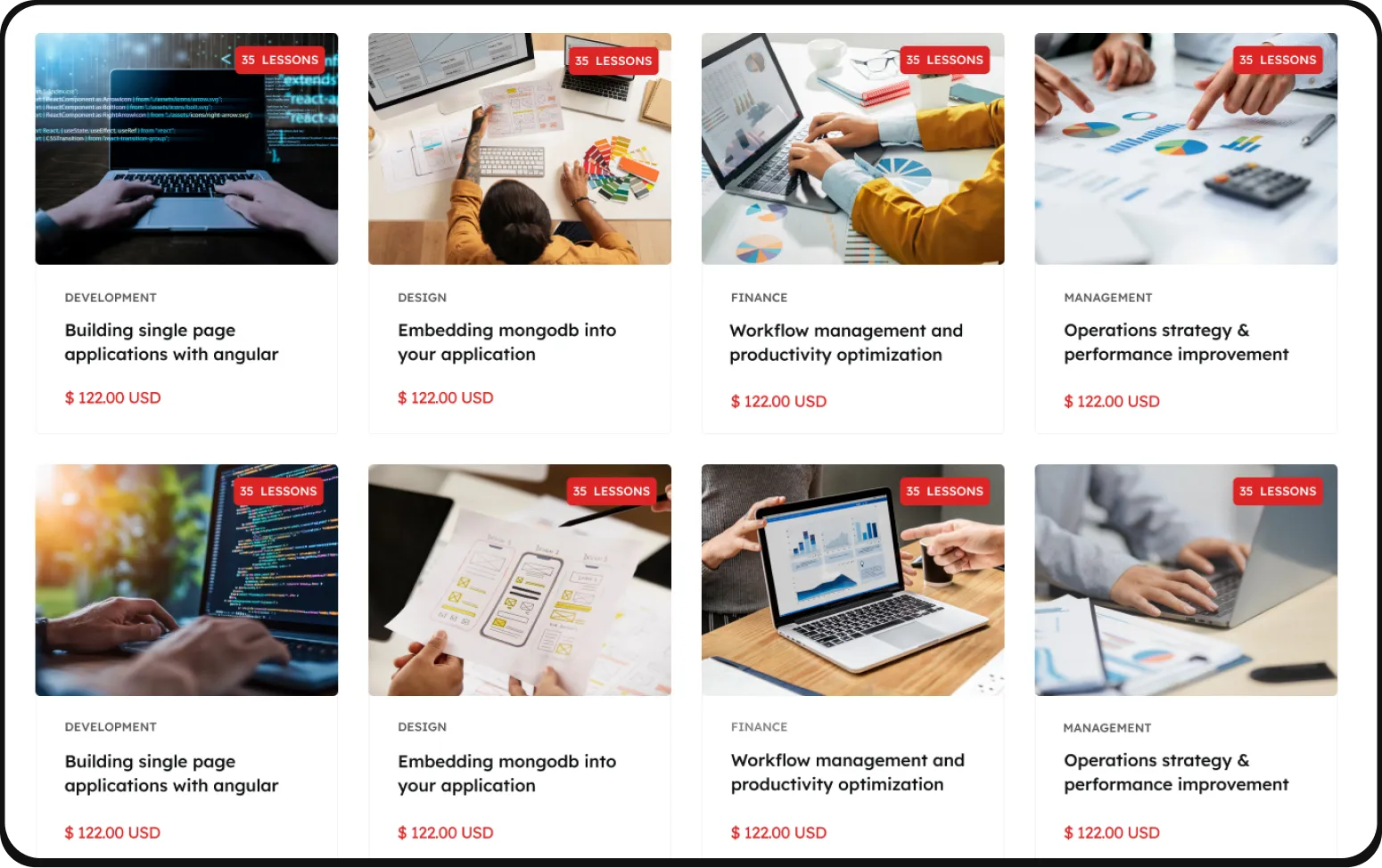 landing corse screenshot