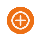 Icône de cercle orange avec un symbole plus blanc au centre.
