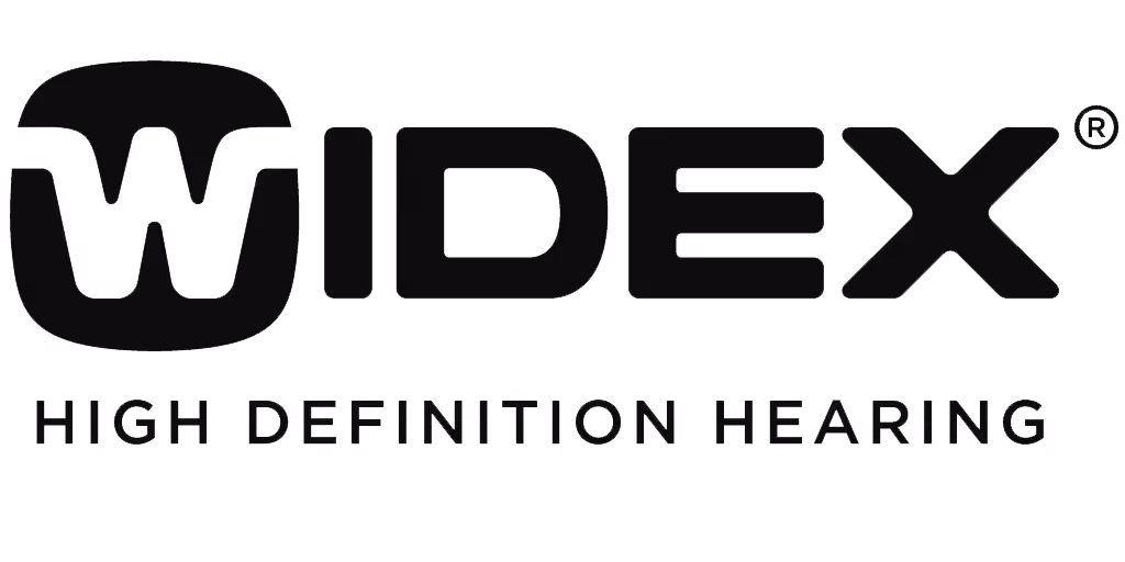 Widex Markenname mit dem Slogan High Definition Hearing.