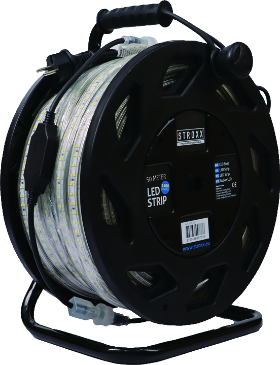 STROXX LED-strip på kabeltromle, 750 W, 50 meter