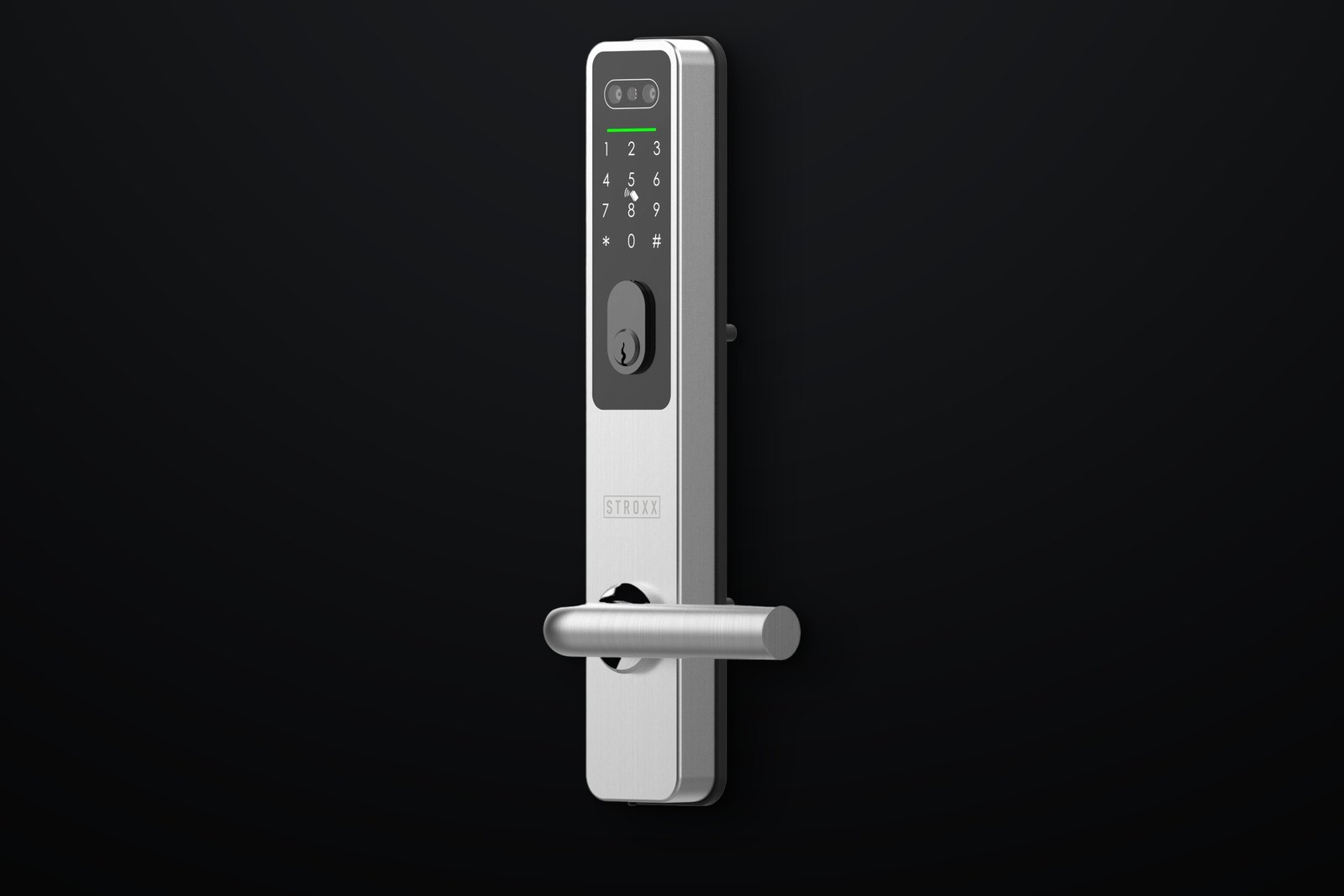 Smart Lock ST-3 i rustfrit stål på mørk baggrund