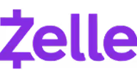 Zelle payment service purple logo with stylized design.