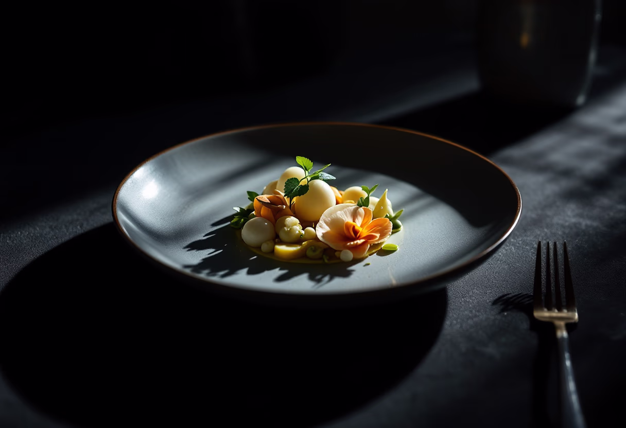 image of plated gourmet dish (for a fine dining restaurant)