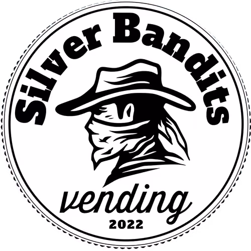 Circular logo featuring a masked figure in a hat with the text 'Silver Bandits' curved above and 'vending 2022' below.