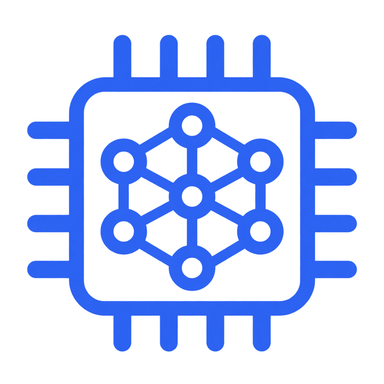 Three white gear icons of different sizes on a transparent background.