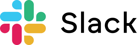Slack logo with multicolored hashtag symbol and the word Slack in black text.