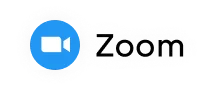 Zoom video conferencing app logo with white video camera icon inside a blue rounded square next to the word 'Zoom'.