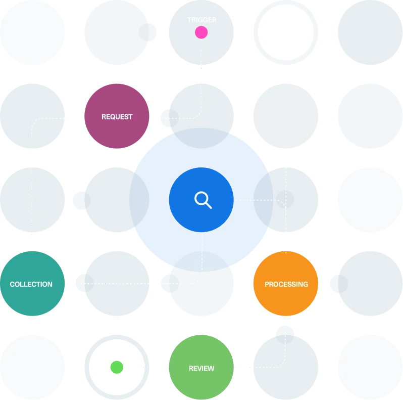 A legal hold hero graphics - laptop with icons