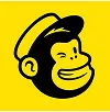 Iconic smiling chimpanzee head wearing a mail carrier's hat on a yellow background.