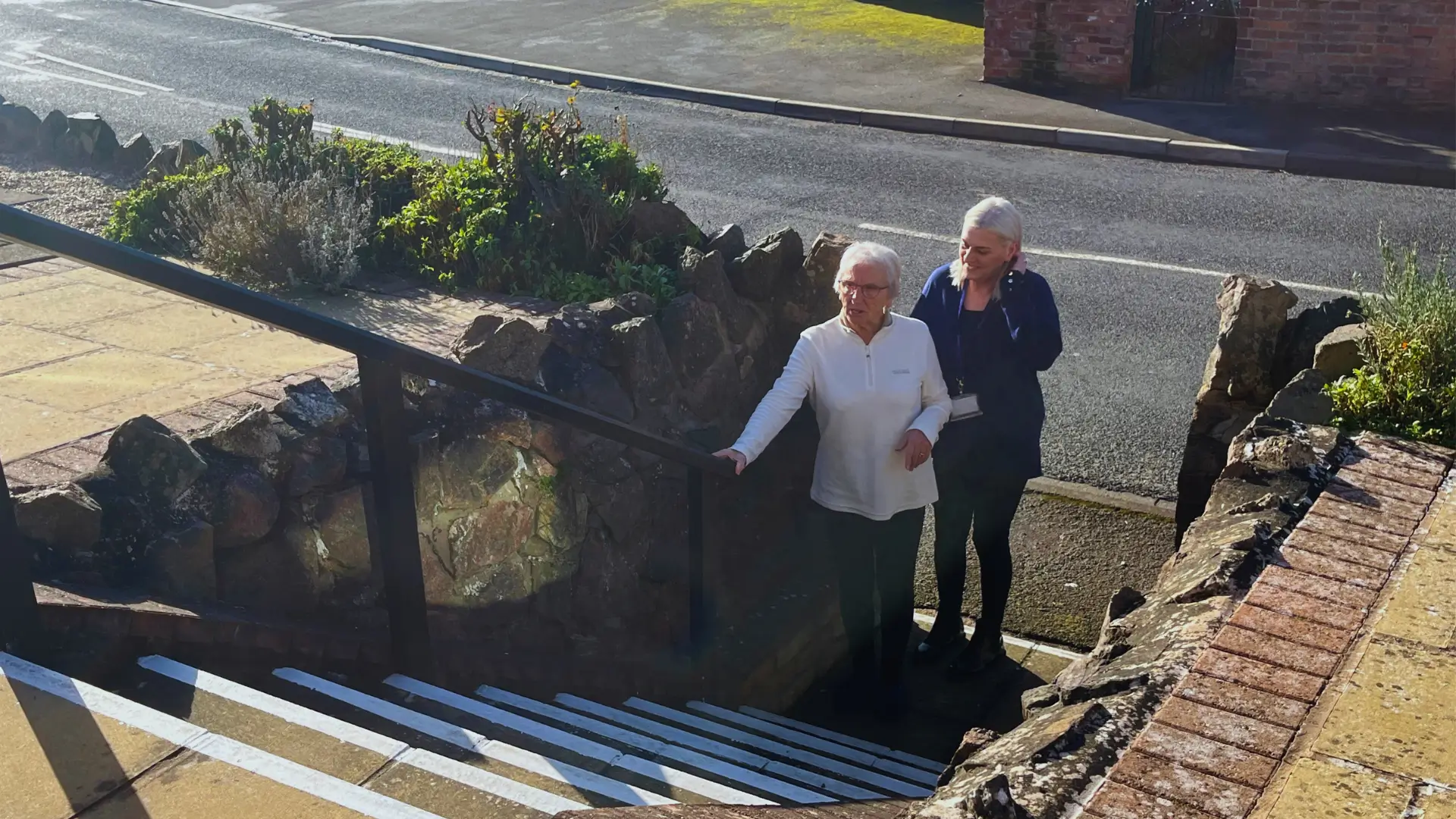 Support going up the stairs by severn Vale Home Care Professional in Worcester