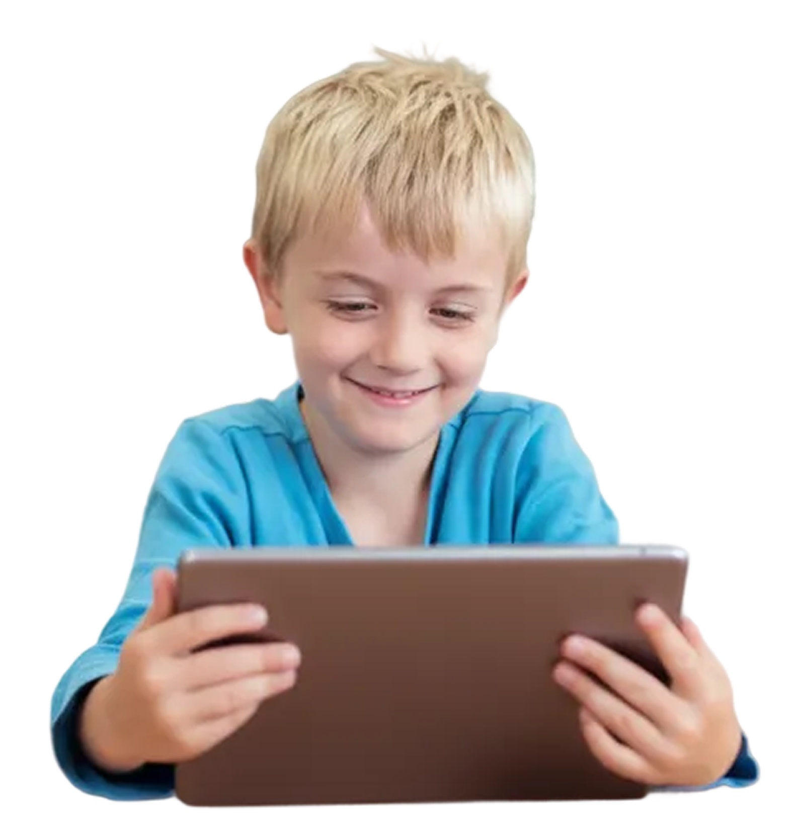 A kid playing on tablet