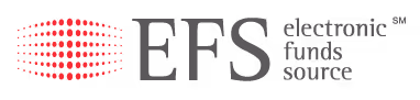 EFS electronic funds source company logo featuring a red dotted abstract shape.