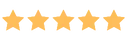 Cinq étoiles jaunes alignées indiquant une évaluation parfaite.