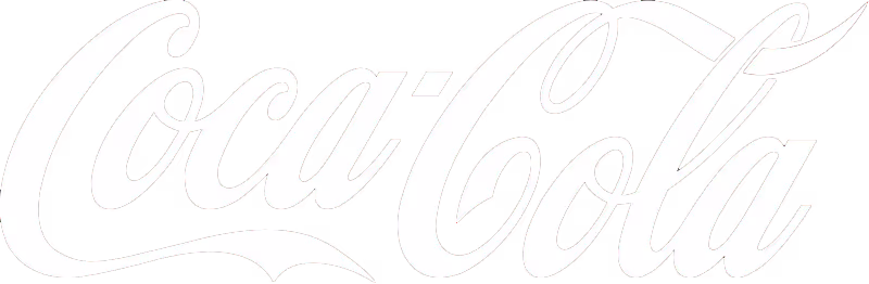 White Coca-Cola logo text on a red background.