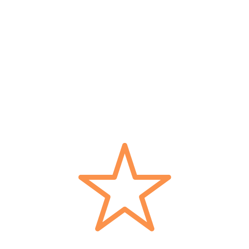 Orange outlined star icon on white background.