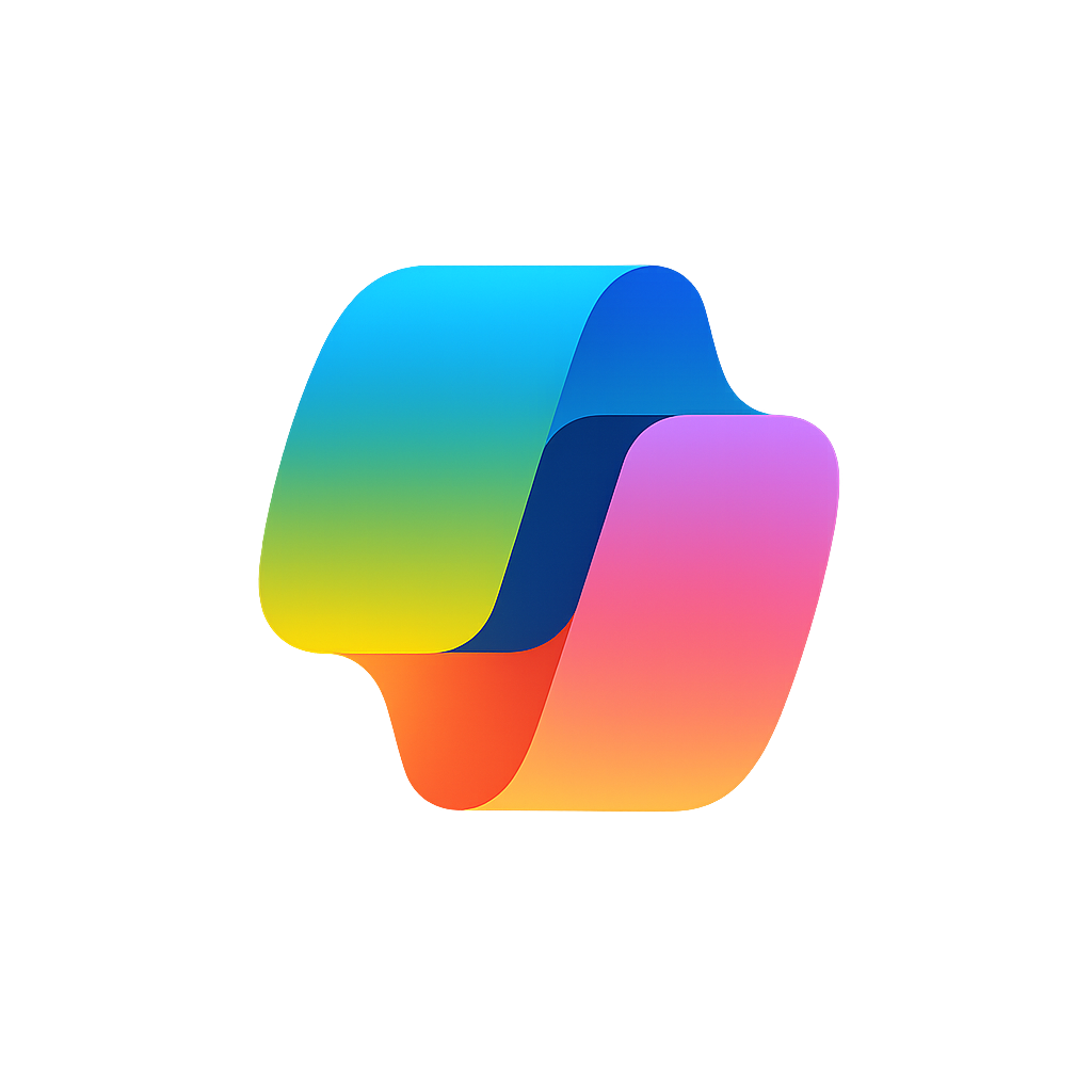 Logo Copilot composé de bandes abstraites allant du bleu vers le orange