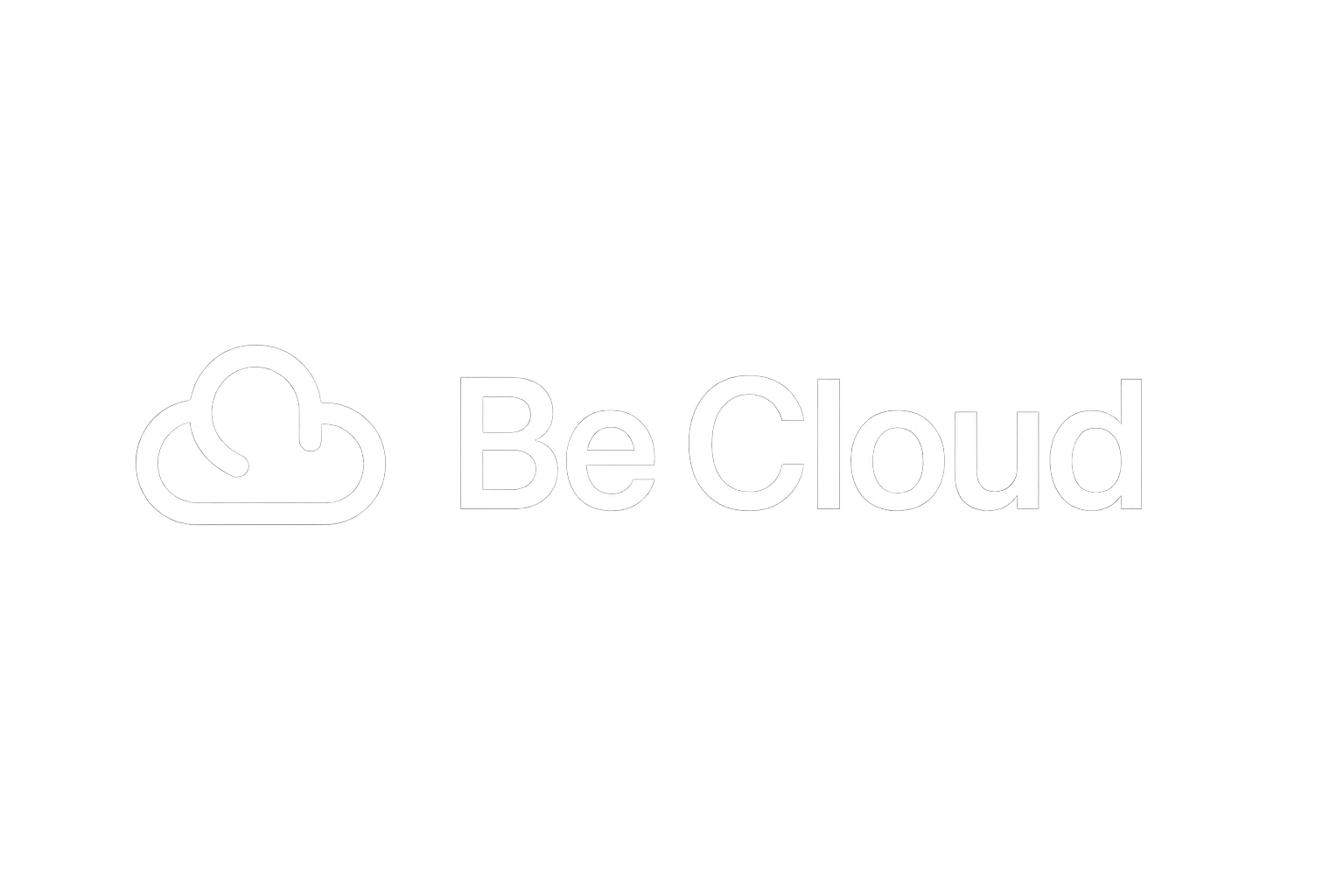 Logo Be Cloud avec un nuage stylisé blanc sur fond noir.