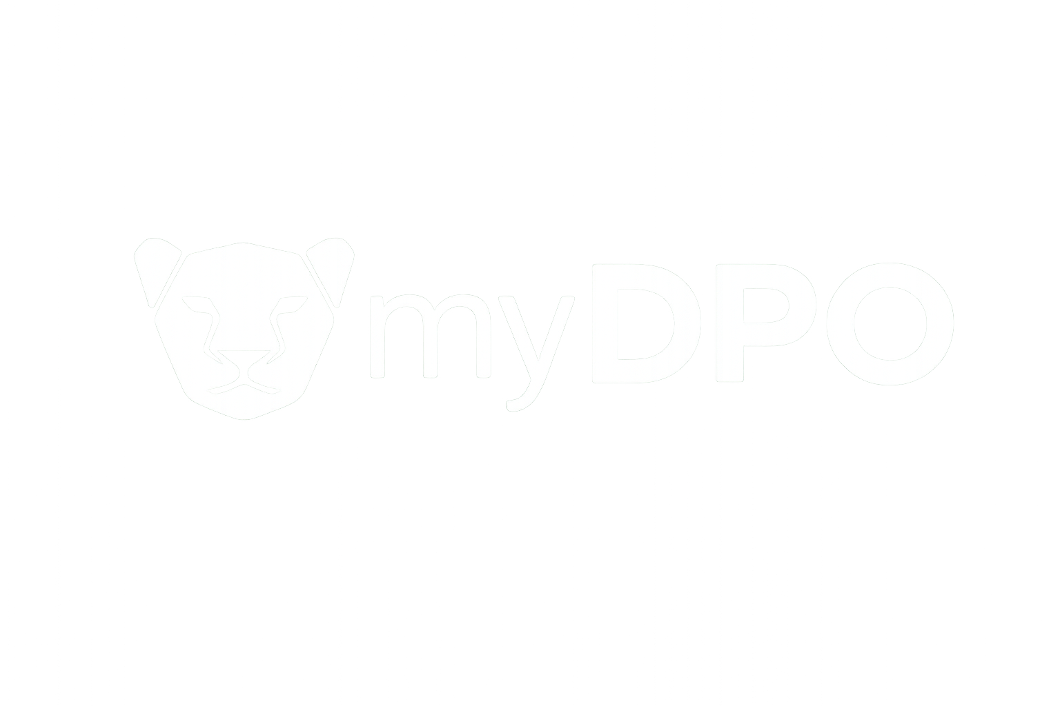 Logo lumineux d'un visage de léopard stylisé suivi du texte myDPO sur fond vert dégradé.